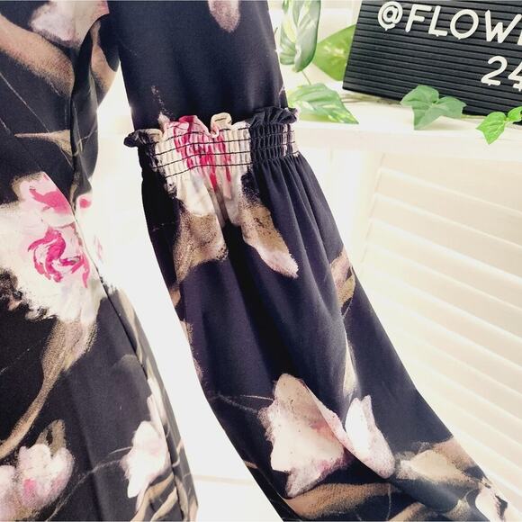 WHITE HOUSE BLACK MARKET BLACK PINK FLORAL NEW DRESS SIZE 0 (SEE MEASUREMENTS) - Picture 3 of 8